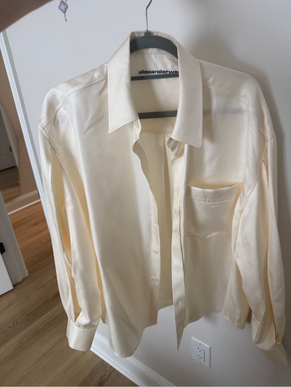 Alexander Wang Cream Satin Button-Down Shirt